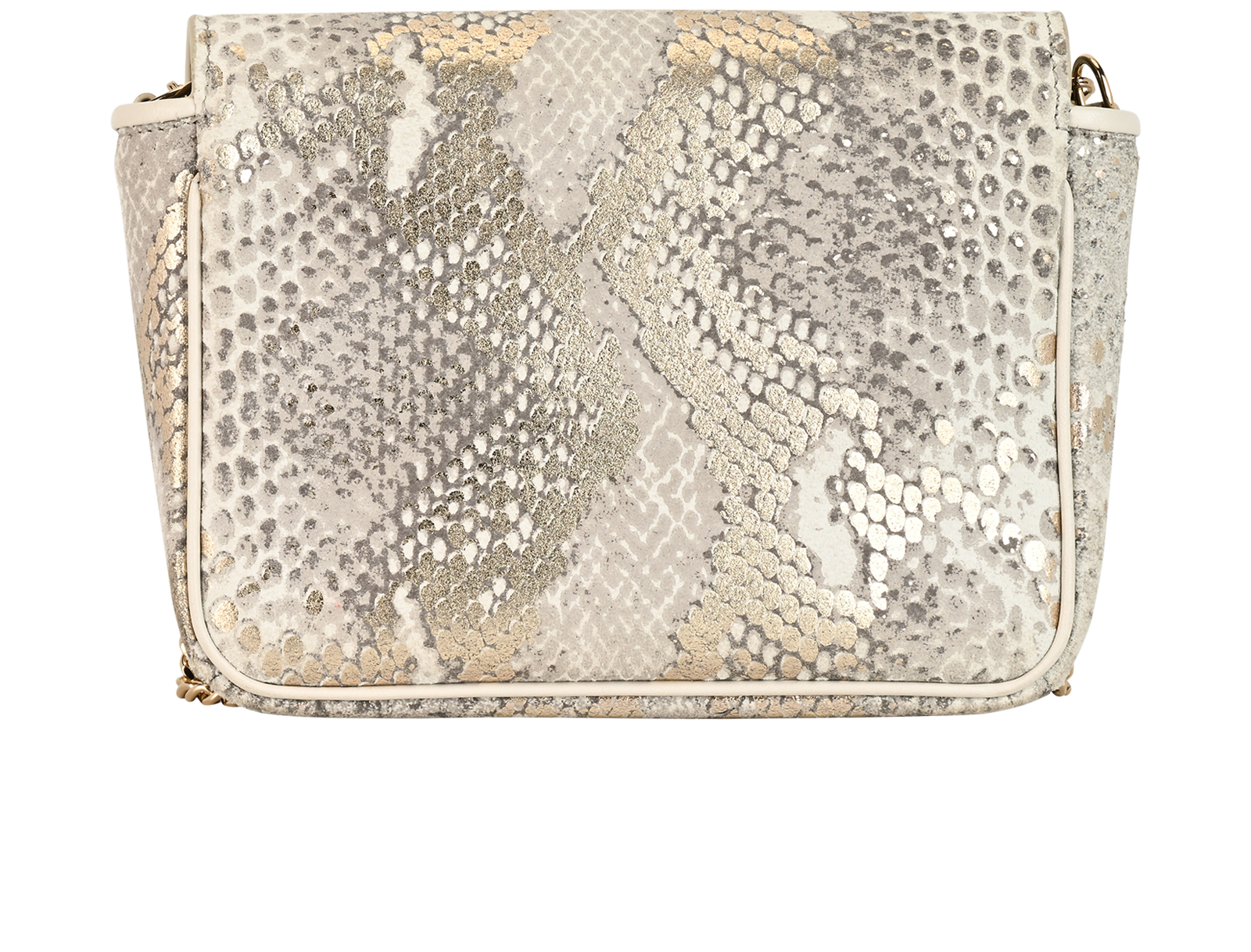 Metallic Snakeskin Printed Ruby, &pound;250, Handbags, Silver/White, Leather, Back view